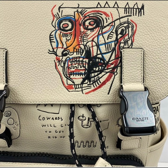 Coach X Jean-Michel Basquiat MEN'S Track Backpack Leather Ivory Multi NWT - Picture 2 of 9
